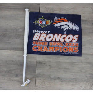 VINTAGE Denver Broncos Super Bowl XXXIII Back To Back Champions Car Flag